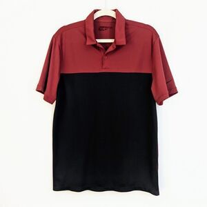 NIKE GOLF DRI-FIT Polo shirt Mens M Red Gray block color Embroidered logo S/S